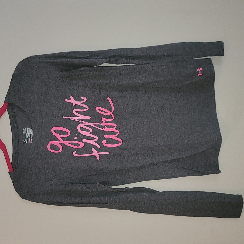 Womens under Armour heat gear breast cancer long sleeve tshirt